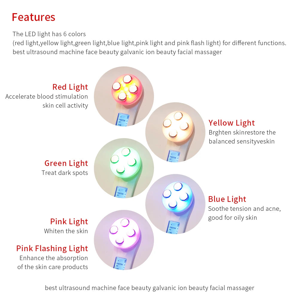 5-IN-1 RF Radio Frequency EMS Electroporation LED Photon Beauty Device Skin Lifting Tighten Anti-Wrinkle Skin Care Face Massager